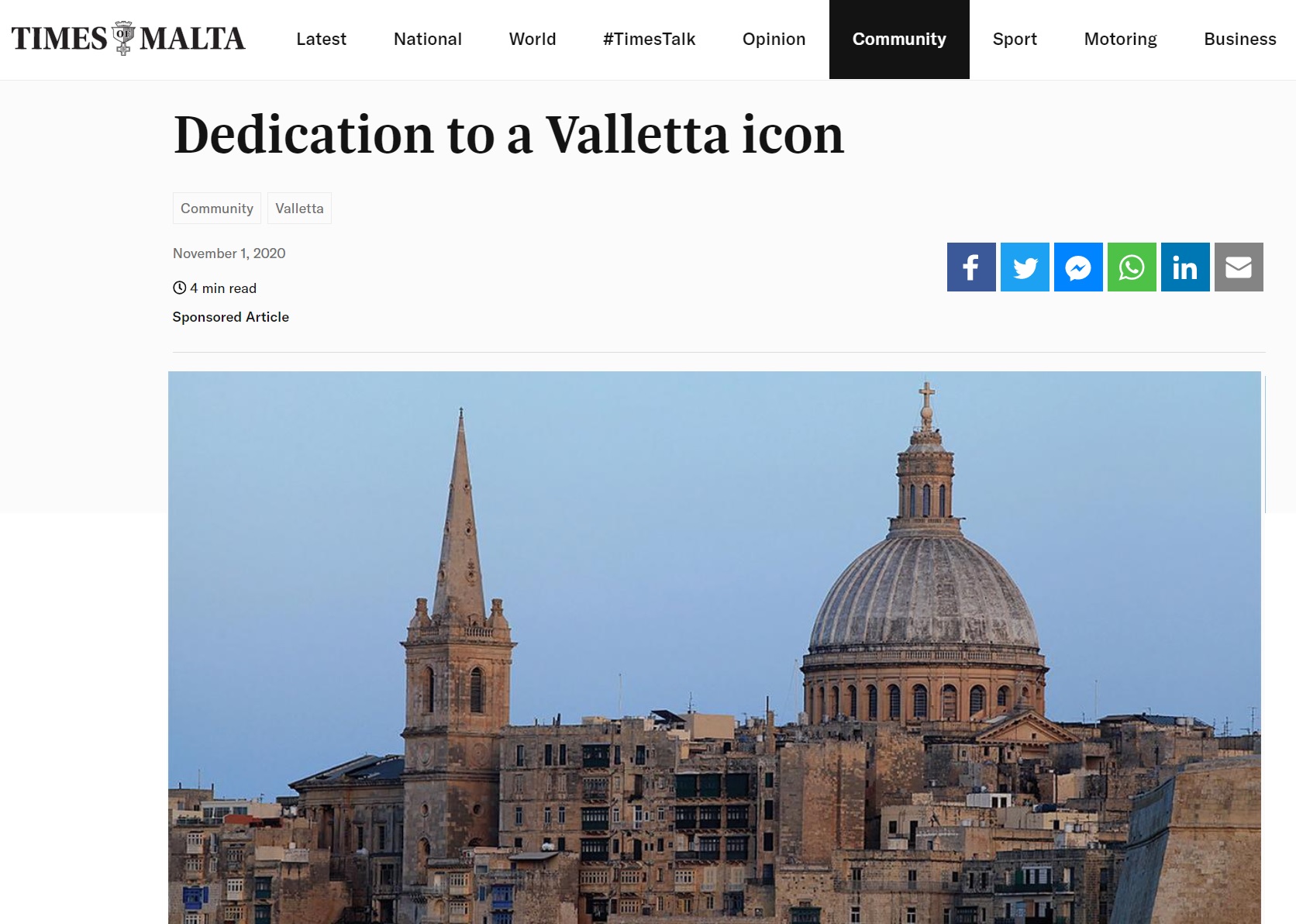 Dedication to a Valletta icon